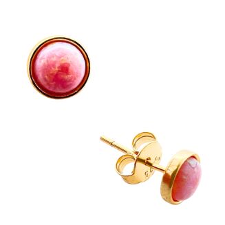 Kolczyki srebrne pozłacane małe z opalem - 3