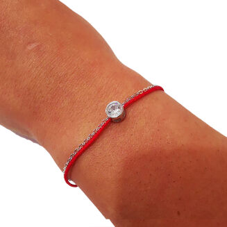 Srebrna bransoletka - kółko z cyrkonią - 2