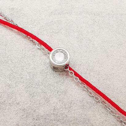 Srebrna bransoletka - kółko z cyrkonią