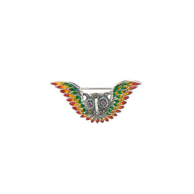 Broszka sowa z rozłożonymi skrzydłami