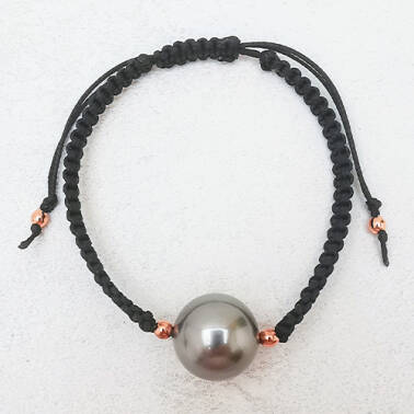 Bransoletka sznurek z perłą majorka (srebrny)