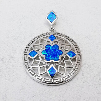 Srebrna okrągła zawieszka z opalem - 2