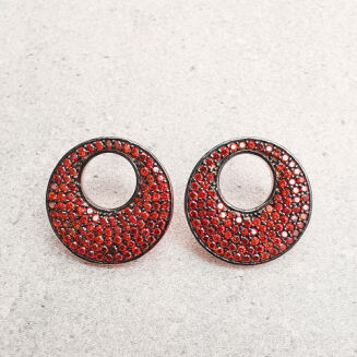 Srebrne orbitalne kolczyki z bordowymi cyrkoniami - 3