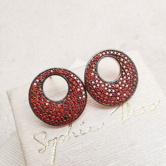 Srebrne orbitalne kolczyki z bordowymi cyrkoniami - 2