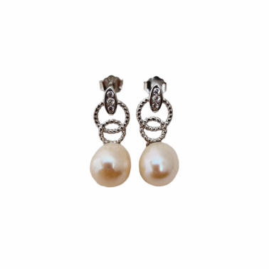 Srebrne wiszące kolczyki z perłami