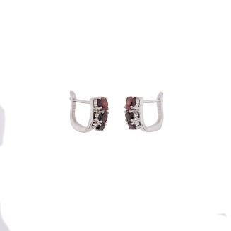 Srebrne kolczyki z owalnymi granatami - 2