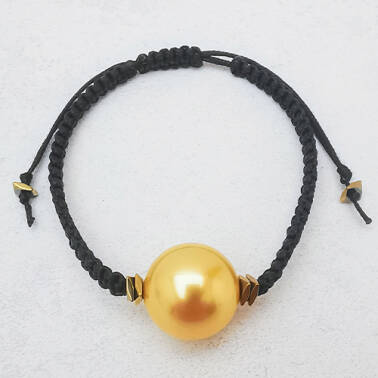 Bransoletka sznurek z perłą majorka (złoty)