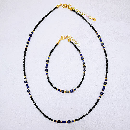 Delikatny komplet turmalin i lapis lazuli