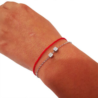 Bransoletka z srebrnymi kostkami zdobione cyrkoniami - 3